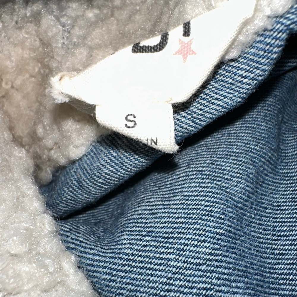 BiBi Women’s Blue Denim & Cream Sherpa Jean Jacket Size Small - Picture 4 of 16